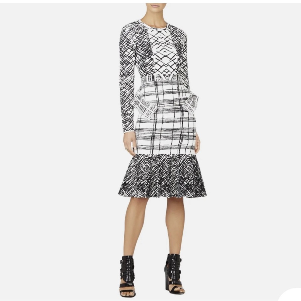 Bcbgmaxazria Emmanuelle Jacquard Peplum Dress